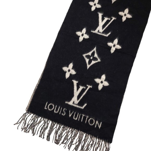 LOUIS VUITTON LV Reykjavik Black & Grey Reversible Scarf - Picture 4 of 13